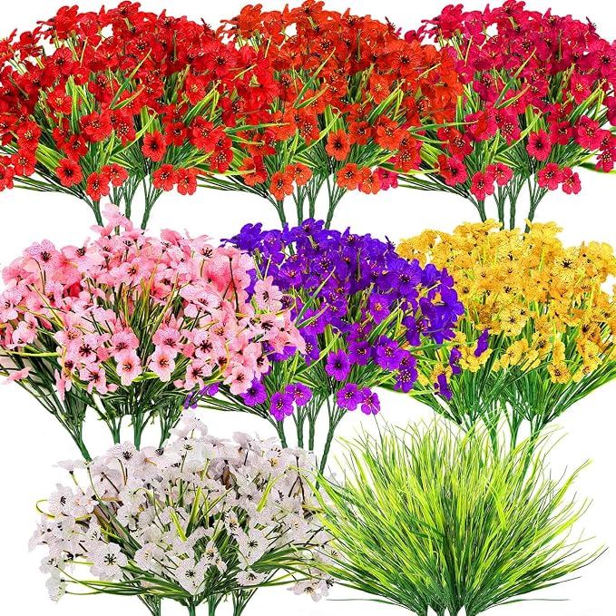 32 Bundles Artificial Spring Summer Flowers Bulk by Dexpinzo