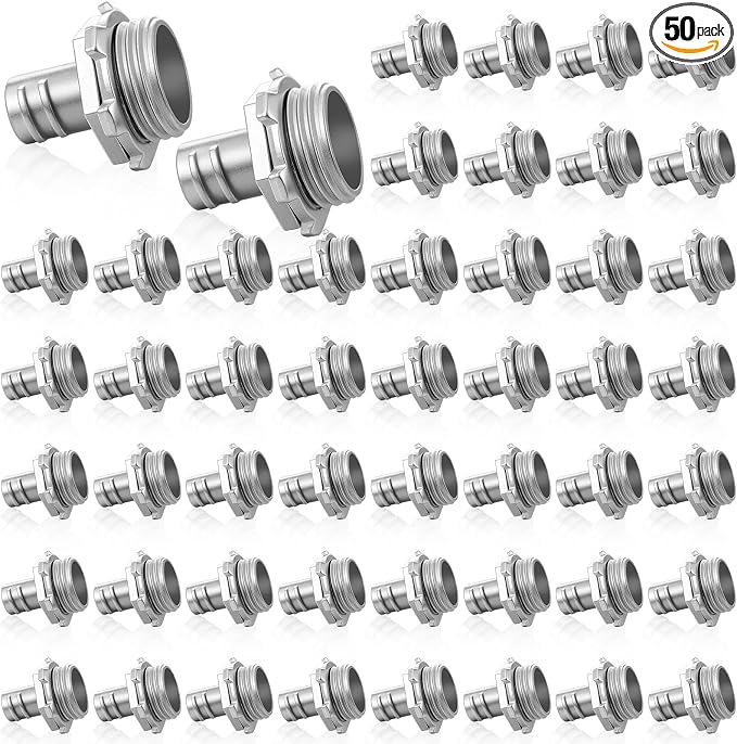 Relaxweex 50 Pack 3/8" Flex Screw-in Connector Metal-clad Cable Connectors Zinc by Relaxweex