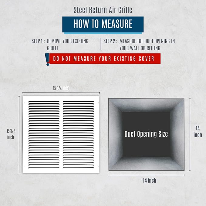 Fits 14x14 Duct Opening | Steel Return Air Grille by Handua | Vent Cover Grill - Image 2