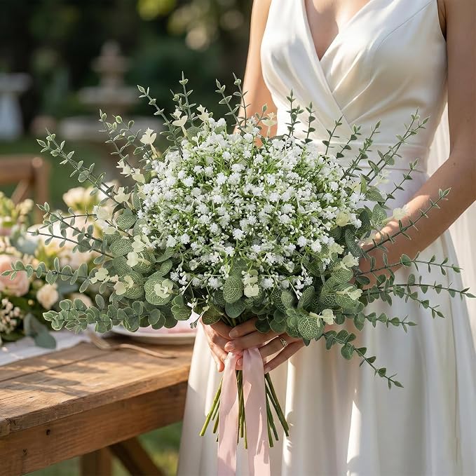 lovemoon 200 Pcs Mixed Greenery Artificial Eucalyptus Stems, Baby Breath - Image 3