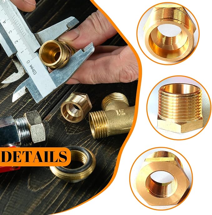 2pcs 3/4" NPT x 3/8" NPT Brass Bushing, 3/4 to 3/8 Adapter Fitting Reducing - Image 9