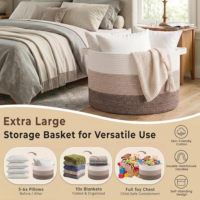 OIAHOMY 90L Extra Large Blanket Basket - Image 3