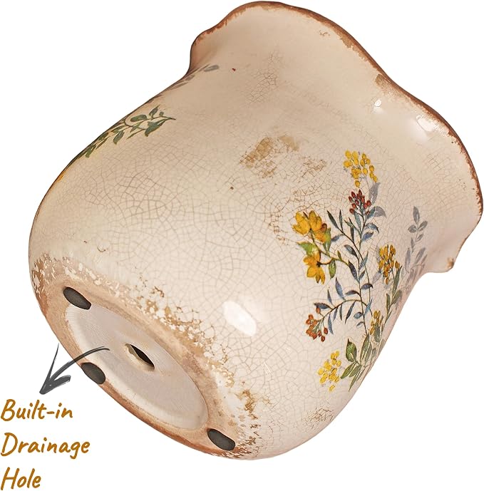 Xiaan Jiaju Ceramic Flower Vase, Rustic Farmhouse Vases & Planting Pots - Image 4