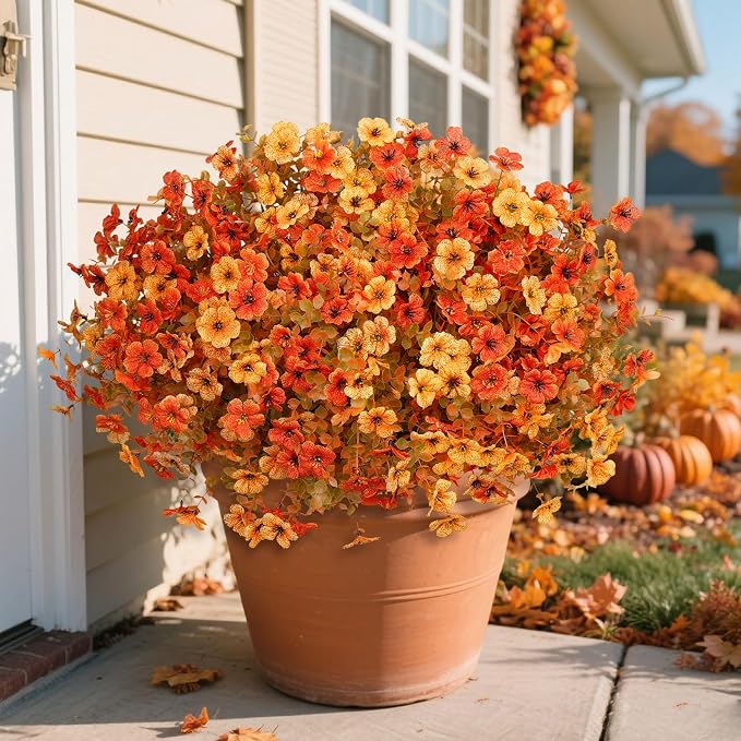 24 Pcs Artificial Fall Flowers Fake Mums - Image 3