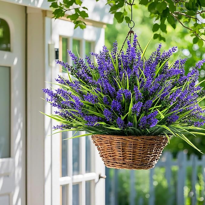 Geegoods 24 Bundles Purple Artificial Plants Flowers Outdoor, UV Resistant | - Image 4