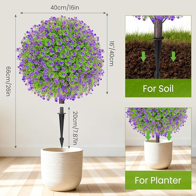 Artificial Purple Boxwood Topiary Ball Tree - Image 3