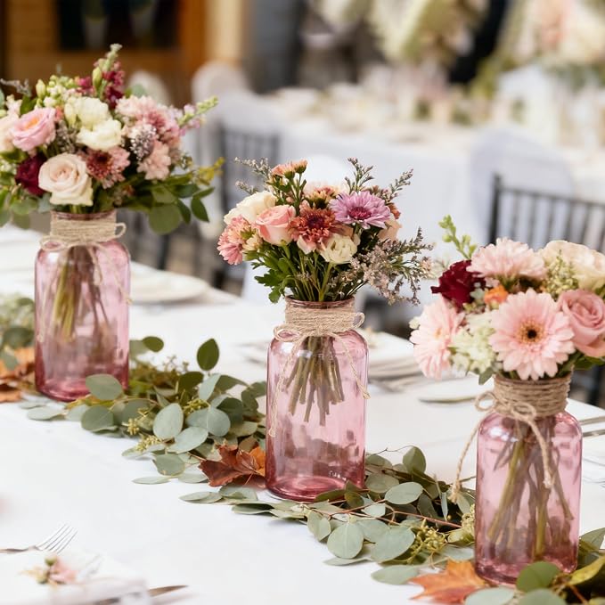 12 Pack Mason Jar Vases for Centerpieces, Wide Mouth Mason Jars - Image 6