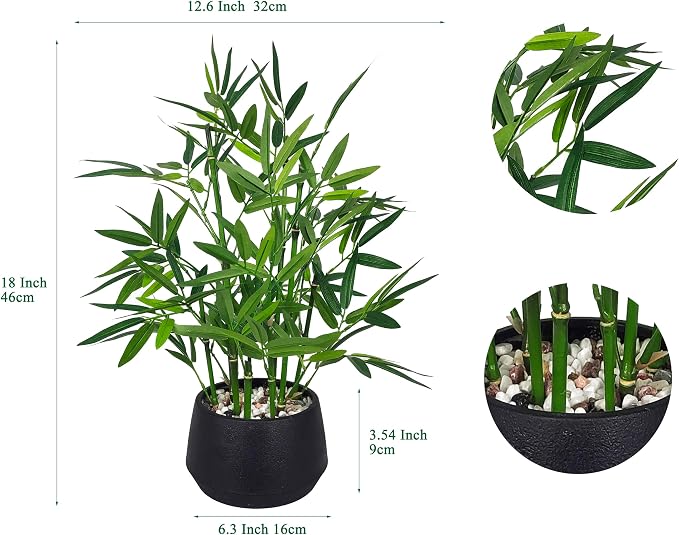 365 Blooming Decor 18-inch Tall Potted ARTIFICIAL Bamboo Plant - Image 3