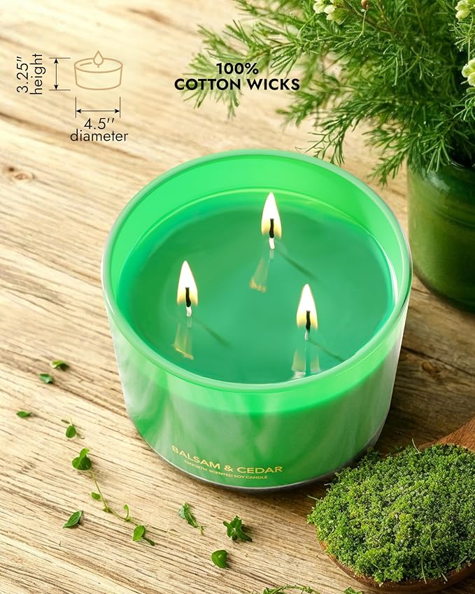 Luxury Candle Balsam & Cedar Scented | Large 3-Wick Jar Candle | Up to 40 Hours - Image 5