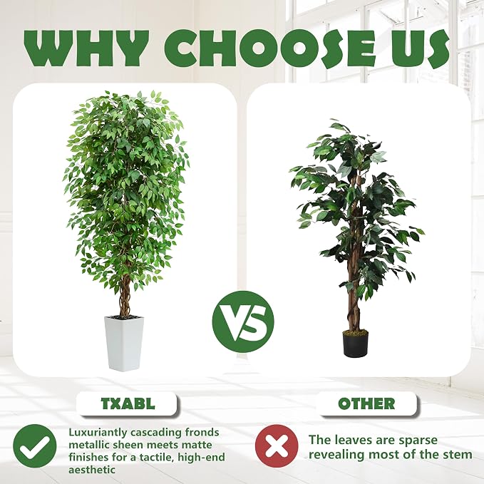 7FT Artificial Ficus Tree, 84 Inch Realistic Faux Silk Ficus Floor Plant - Image 7
