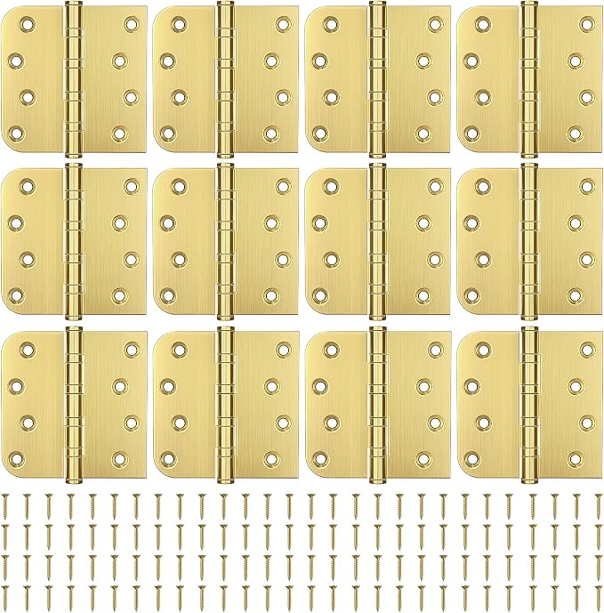 KOLET 4 Inch Gold Ball Bearing Door Hinges Square and 5/8'' Radius 12 Pack | - Image 9