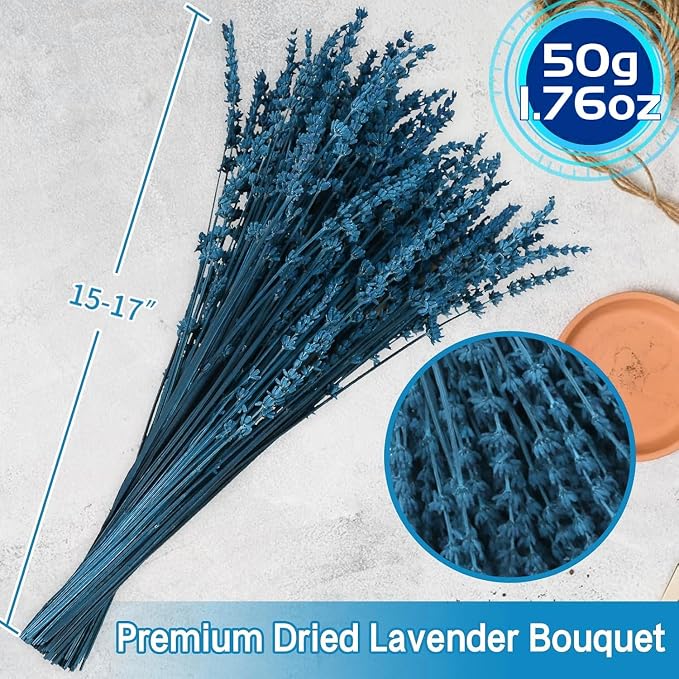Glicrili Dried Lavender Flowers Real Stems Blue Bouquet - Image 3
