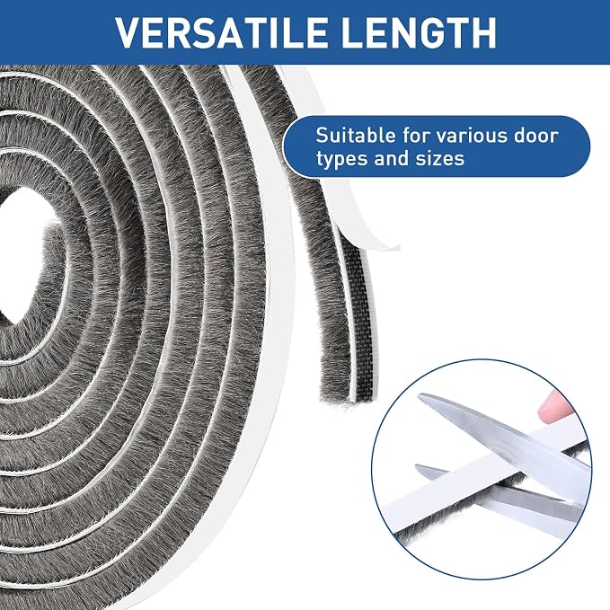 Weather Stripping Door Seal Strip, Self-Adhesive Pile Brush Weatherstripping - Image 4