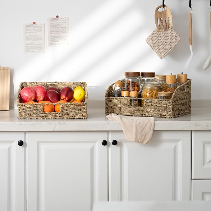 StorageWorks Pantry Baskets for Organizing, Seagrass Storage Baskets, Wicker - Image 6