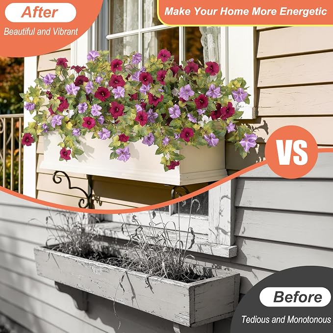 Ammyoo Artificial Fall Flowers Fake Petunias Plants - Image 3