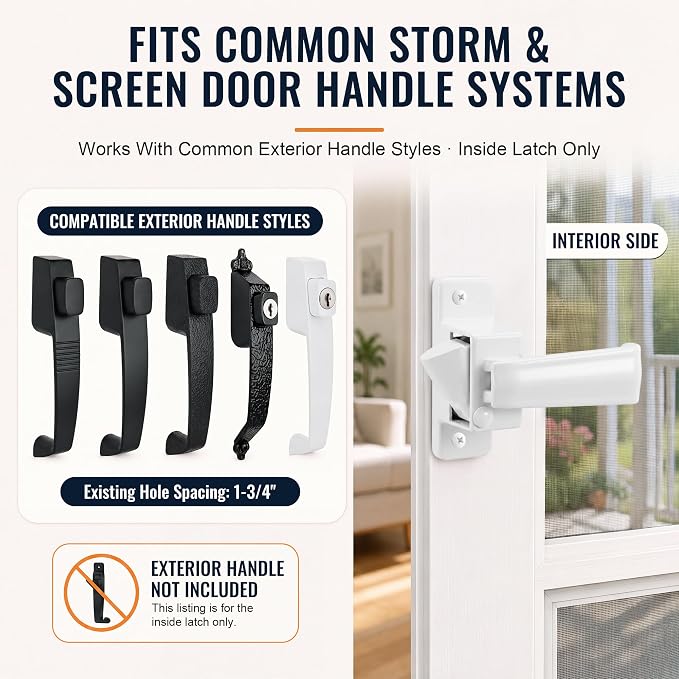 Replacement Screen Door Latch for Non-Spring Loaded Strike, Interior Latch for - Image 2