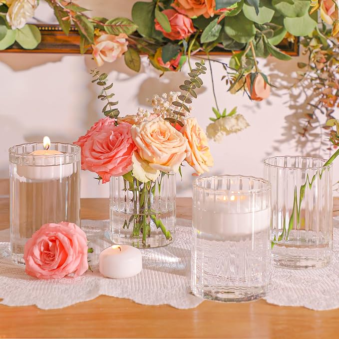 ComSaf Glass Cylinder Vases 12 Pcs 6 Inch Tall, Hurricane Floating Candle - Image 5