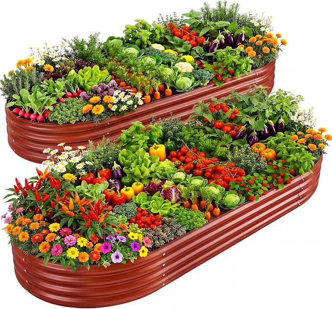 Land Guard 2Pcs 8ft Galvanized Steel Raised Garden Bed, Raised Garden Bed by LandGuard