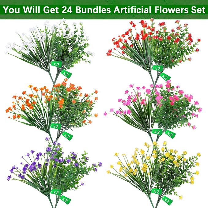 AGIRL Artificial Flowers Outdoor UV Resistant Fake Plant Garden Patio Decor | - Image 3
