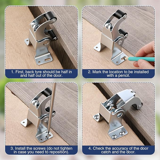 Dreyoo 2 Pack Screen and Storm Door Catch, 2.56 x 1.9 in, Zinc Plated - Image 5
