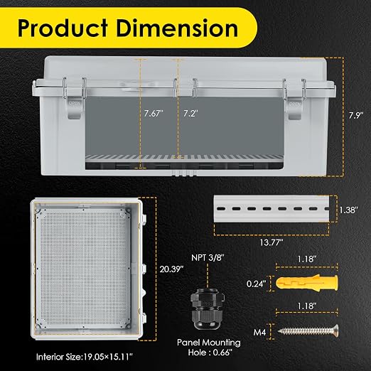 ABS Outdoor Electrical Junction Box Waterproof 20.1''×16.1''×7.9'' | - Image 3