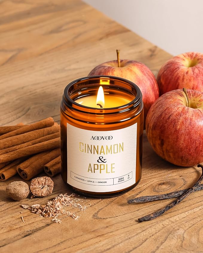 AOOVOO Apple Cinnamon Candle - 9 oz Scented Candles - Image 5