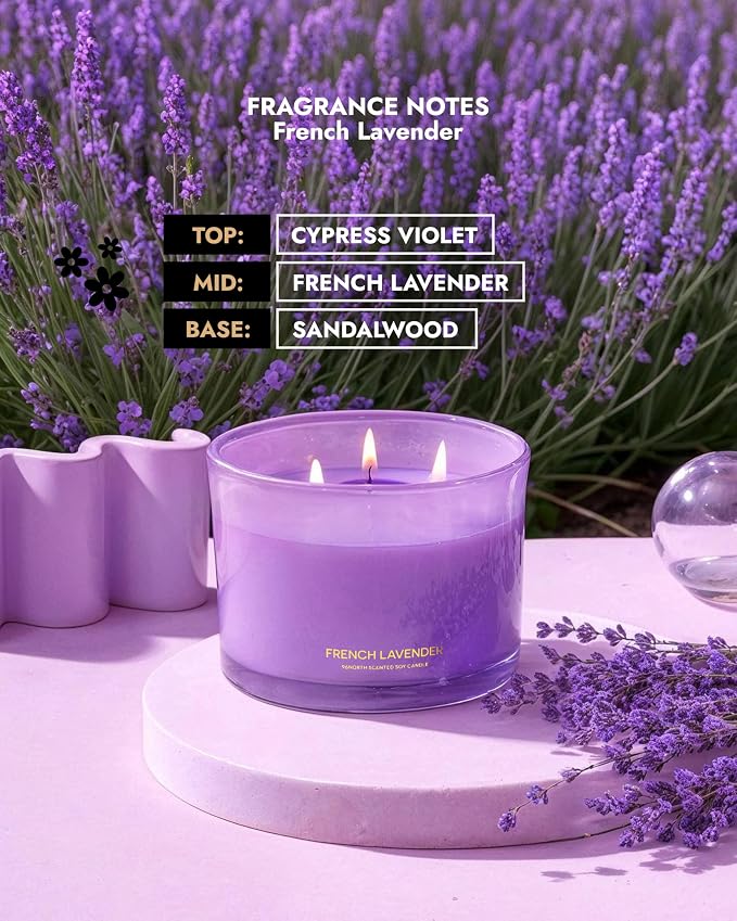 Luxury Lavender Soy Candle | Large 3 Wick Jar Candle | Up to 50 Hours Burning - Image 4