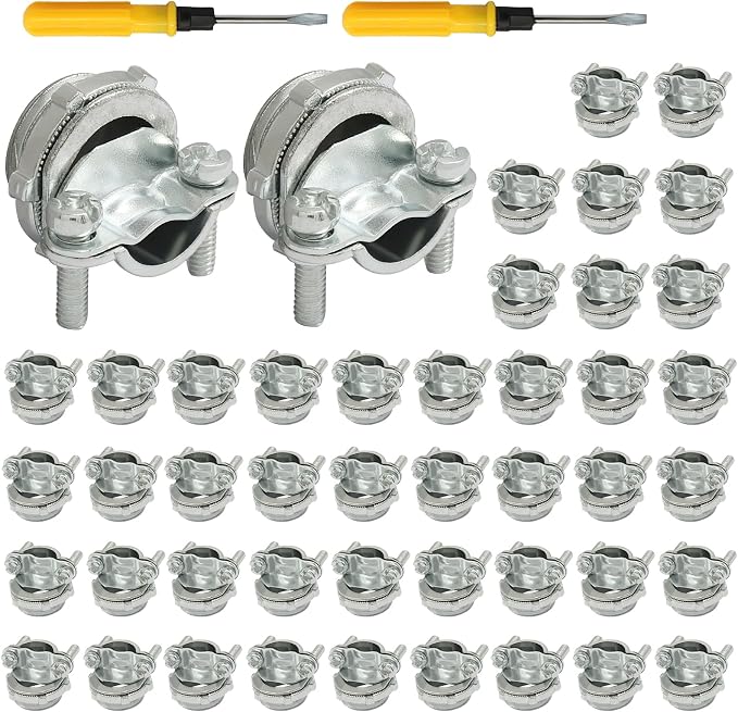 50 Pcs 1/2 Inch Clamp Type Cable Connectors, by Kyuionty