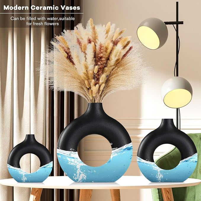 Black Ceramic Vases -for Modern Home Decor, Decorative Gift - Image 4