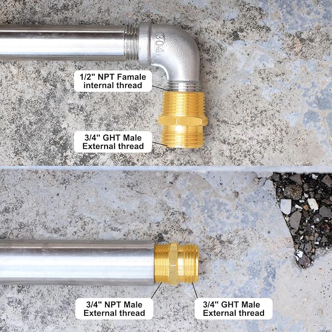 Garden Hose Connector Adapter, 3/4" GHT male and 3/4" NPT male Connectors - Image 4