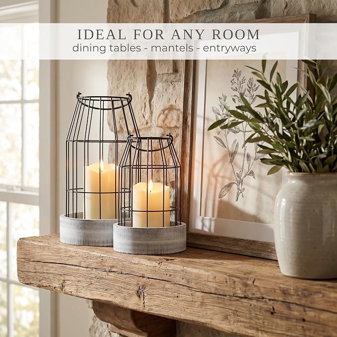 Rustic Farmhouse Lantern Decor Set of 2 - Image 8