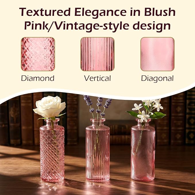 Glass Bud Vases 30 Pack, Small Pink Flower Vases - Image 2