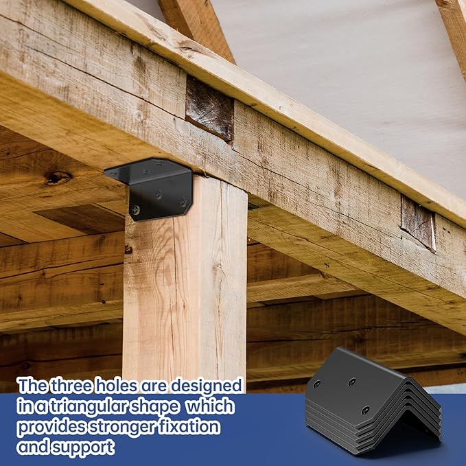 Yuleimy L Brackets for Wood, 2x4 Inch Galvanized Corner Braces, 4×2×2 in. black - Image 6
