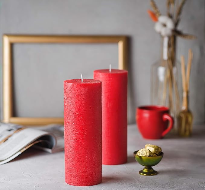 Set of 2 Pillar Candles 3" x 8" Unscented Handpoured Weddings, Home Decoration - Image 5