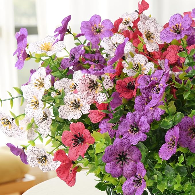INQCMY Artificial Flowers for Outdoor Faux Plants Fake Flowers Spring Decor | - Image 7