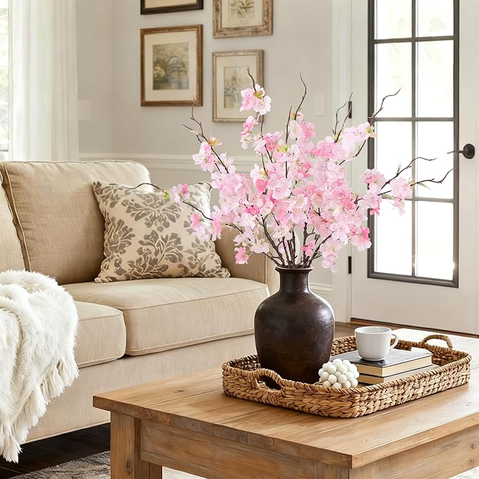 INXUGAO Artificial Cherry Blossom Branches Decor 12 PCS Fake Flowers Indoor | - Image 6