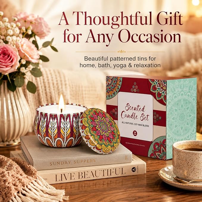 Scented Candles Gift Set, 18 Pack Soy Wax Blend Candles, 70 g Decorative Metal - Image 7