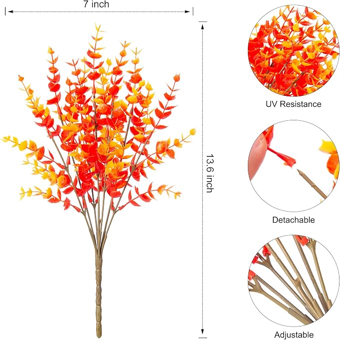 Artificial Fake Fall Autumn Eucalyptus Plants Flowers - Image 5