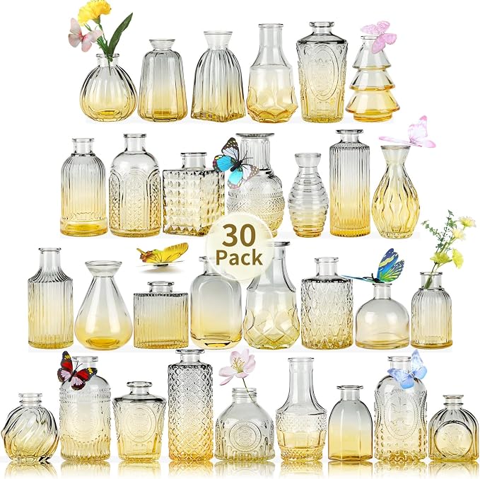 Glass Bud Vases in Bulk Set of 30 Pcs, Small Glass Vases by earthgadgets
