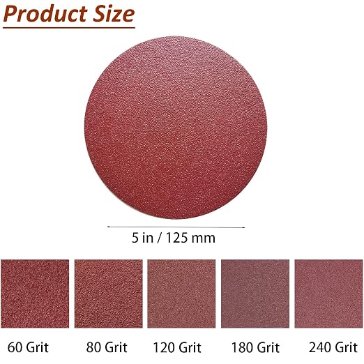 100 PCS 5" PSA Sanding Discs -20 Each of 60, Grit- 5 Inch Self Adhesive - Image 2