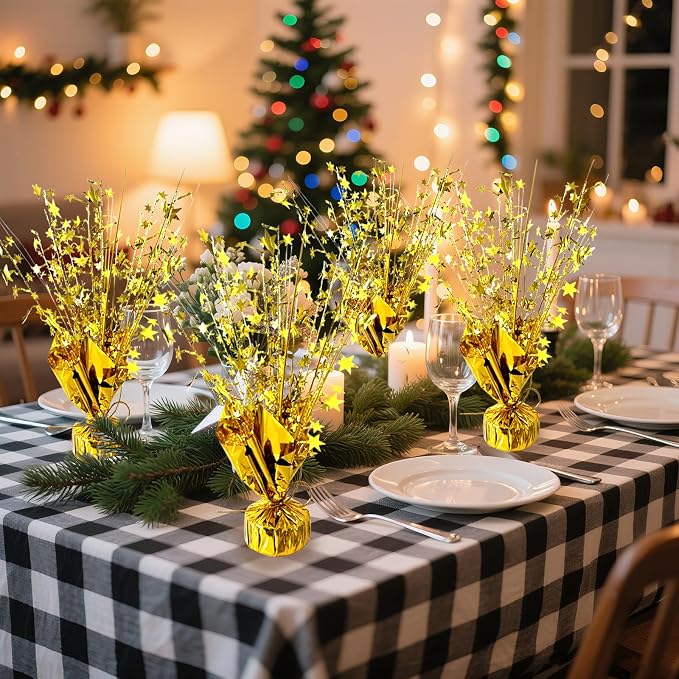 12 Pcs Metallic Foil Spray Centerpiece Party Star Table Decoration Brust - Image 9