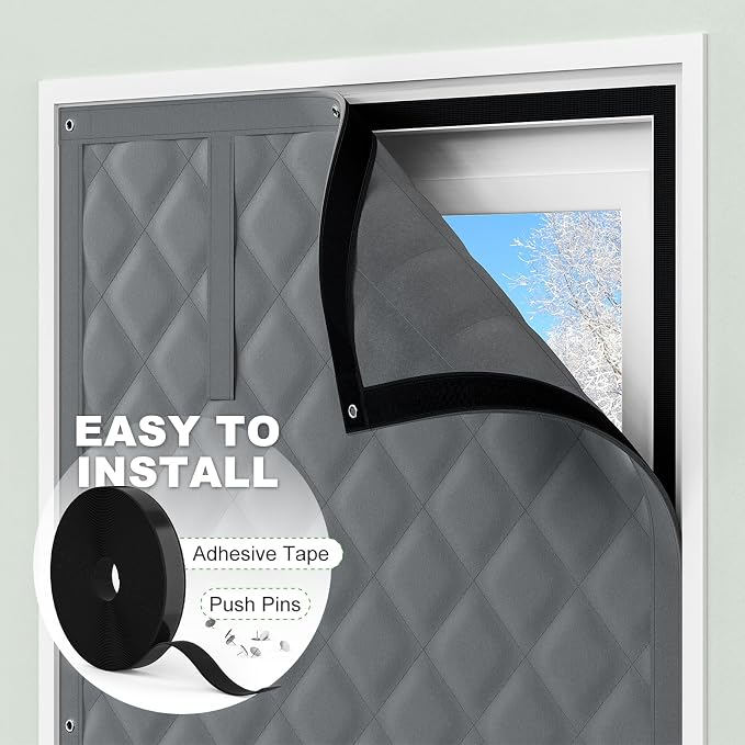 AGHIG Thermal Window Cover for Winter 2PCS, Oxford Cloth Cotton Layer Window - Image 5