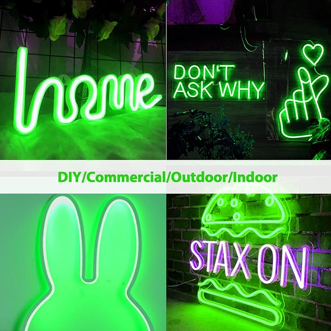 Lamomo LED Neon Lights, 16.4ft Green LED Strip Light, 12V 0.39In/Cut Silicone - Image 4