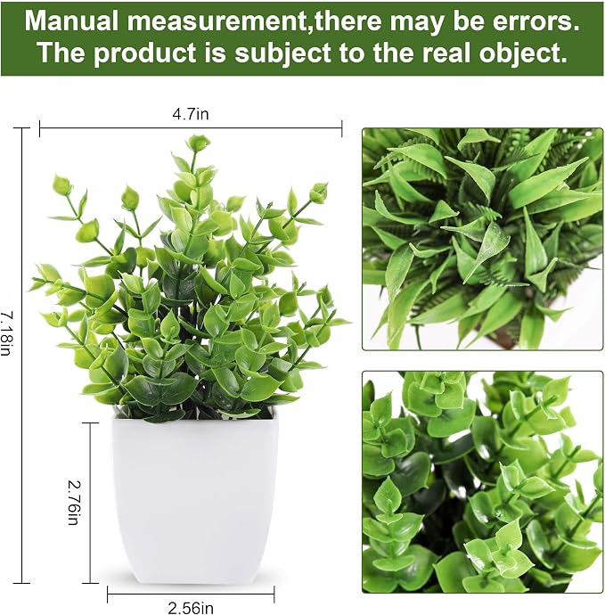 Der Rose 2 Pack Fake Plants Green Small Faux Plants - Image 2