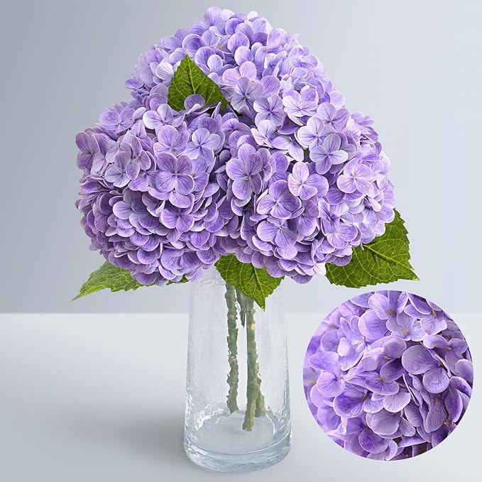 Hydrangea Artificial Flowers, 21in Real Touch Artificial Hydrangea Flowers by Waipfaru