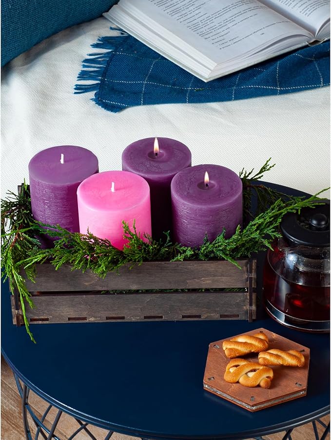 3x3 Inch Advent Pillar Candles Set of 4 - Image 7
