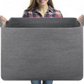 OIASKET 118L Extra Large Blanket Basket, 24.8" x 17.7" x 17.2" Woven Storage by OIASKET