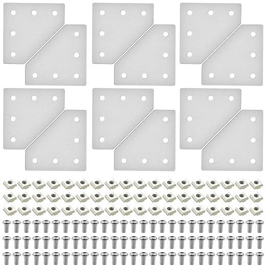 12pcs 3030 Extrusion Joint Plate Connector Corner L Bracket Silver | 3030 V by SeekLiny