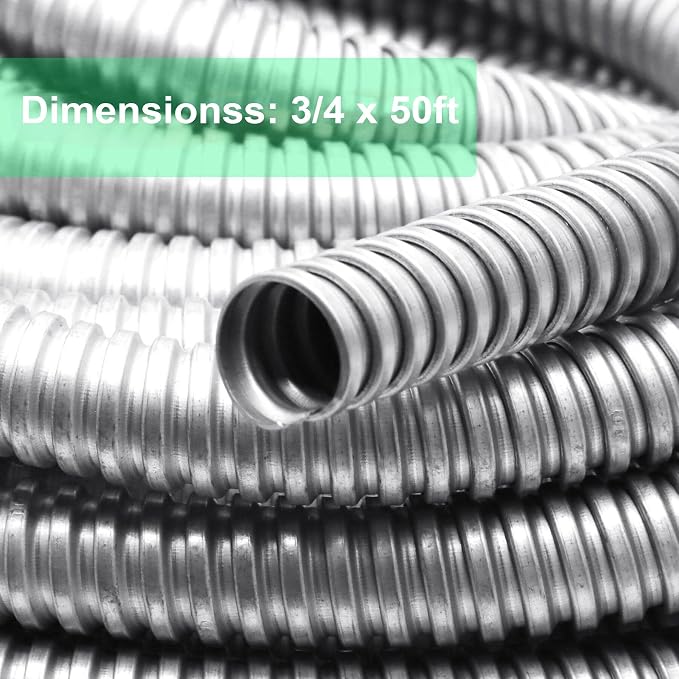 3/4 Inch Flexible Reduced Wall Electrical Conduit, 50 Ft Iron Galvanized Cable - Image 6