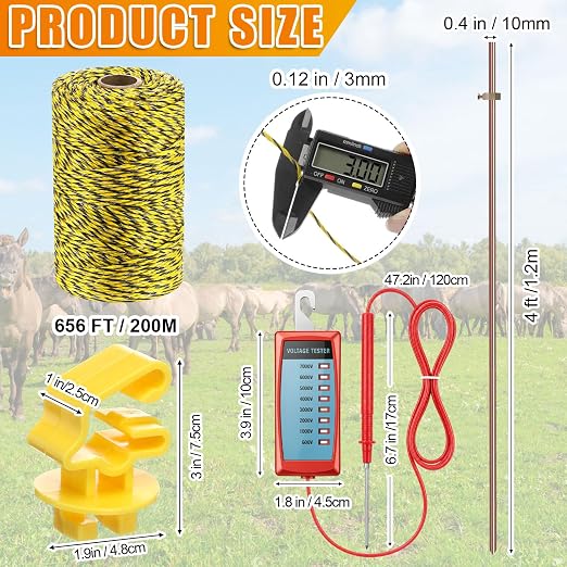 Zonon 24 Pcs Electric Fence Kit Include 656 ft Electric Fence Polywire and - Image 2